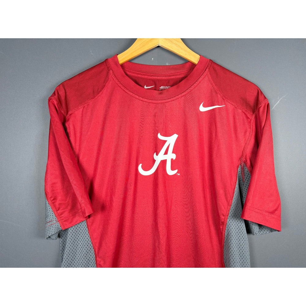 Nike Alabama Crimson Tide Dri-FIT Shirt Mens Medium Red Grey Mesh Athletic Tee